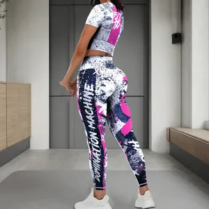 Conjuntos de Yoga para <span class=keywords><strong>Mujer</strong></span>, Personalizados, de Cintura Alta, Secado Rápido, Estampados, con Efecto Levanta Glúteos, Resistentes a las Sentadillas, de Nailon y Spandex, <span class=keywords><strong>Ropa</strong></span> Deportiva para Gimnasio, Fitness y Running - Product Image 1