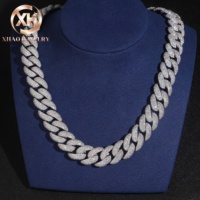 Chaîne cubaine en moissanite de 20 mm, tailles mixtes, pavée de pierres, style hip-hop streetwear, collier bijoux pour hommes et femmes