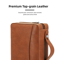 Sac de voyage en cuir pour cigares JH, avec hygromètre, intérieur en bois de cèdre, sac à main vide pour cigares