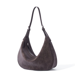 Nouveau sac à main demi-lune en daim souple pour femme, sac hobo en cuir véritable de qualité supérieure à bandoulière unique pour usage quotidien - Product Image 3