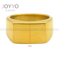 Vergoldeter Siegelring Massiver Edelstahl Blank Herren ring Kunden spezifischer Logo-Gravur schmuck