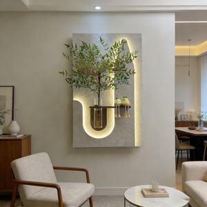 Arte Mural Personalizado al por Mayor, Pintura en Relieve 3D Pintada a Mano, Pintura Decorativa para Porche, Pintura de Piedra Arenisca con Plantas, Decoración del Hogar con LED - Product Image 4