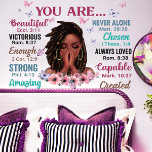 Adesivi da parete per salone di bellezza con citazione ispiratrice per decorazione della stanza delle ragazze - Product Image 2