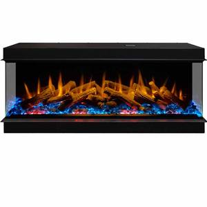 אח חשמלי 40''50''60'' שחור עם 3 צבעי להבה, זכוכית תלת צדדית, לעיצוב סלון - Product Image 1