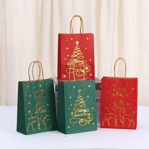 Gaya baru liburan jumlah besar pohon emas merah tas belanja Selamat Natal tas kertas Natal untuk hadiah - Product Image 1
