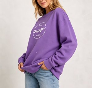 Sudadera con capucha de algodón polar al por mayor, cuello redondo, ajuste holgado informal, lisa, con logo personalizado, extragrande, para mujer, con estampado gráfico - Product Image 3