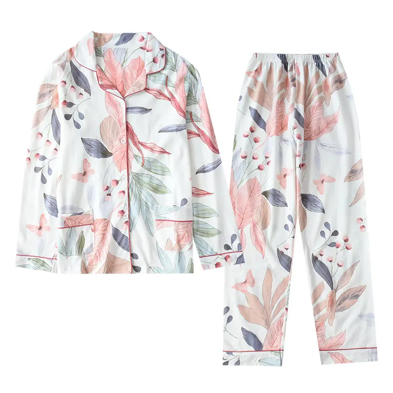 Hot selling cozy wholesale women long sleeves pants nightwear pajamas set for women