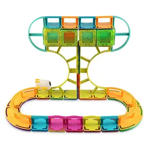 Neueste heiße Verkauf 62pcs STEM Spielzeug Set 3D DIY Bau magnetische Sky Track Bausteine Set Monorail Track Flugzeug für Kinder