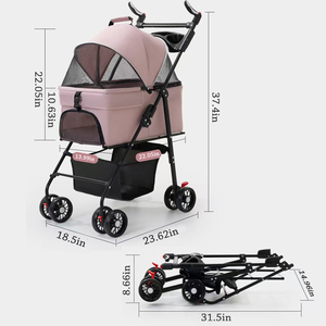 <span class=keywords><strong>Poussette</strong></span> pliable 2-en-1 de type voiture pour animaux de compagnie, grande taille, en lin, pour chats et chiens - Utilisation extérieure - Product Image 6