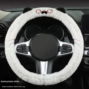 Chevrolet Audi Dodge Compatible couverture de <span class=keywords><strong>volant</strong></span> de voiture 4 rayons Style d'affaires en cuir véritable hiver Protection chaude anti-dérapant - Product Image 6