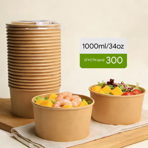 Kingwin Contenitori Monouso da 1000ML per Insalata e Alimenti, Piatti e Ciotole in Carta Kraft - Product Image 1