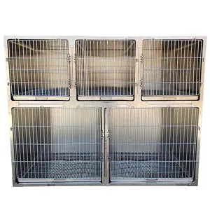 Cage pour chien en métal pour vétérinaire médical cage pour chien en acier inoxydable cage pour chat lapin