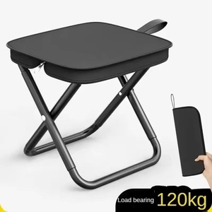 Tabouret pliant d'extérieur portable avec poignée et sac de transport, idéal pour la pêche, comme petit banc, tabouret à fermeture éclair pour file d'attente, ou comme étui à crayons de camping, chaise entièrement pliable - Product Image 5