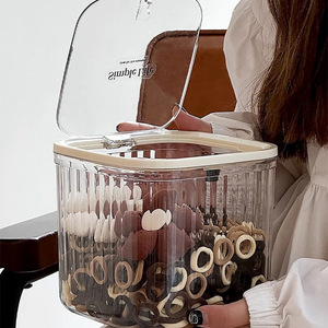 Desktop Hair Accessory Storage <b>Box</b> With Lid Dustproof Design For Hair Ties Clips Pins 2L Capacity Transparent <b>Large</b> Size - Product Image 4