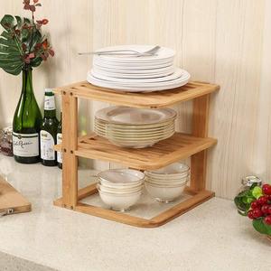 Three Tier Bamboo <b>Kitchen</b> <b>Storage</b> <b>Rack</b> 3 Floors Multi Functional Countertop Organizer - Product Image 1