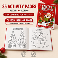 Offre Spéciale : Livre d'activités de Noël personnalisé pour enfants de 4 à 8 ans – Logo personnalisé, impression numérique, coloriage, puzzle, cadeau de vacances