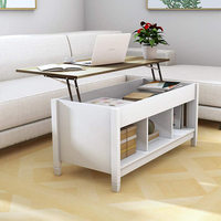 Japandi chinois moderne table basse à plateau relevable réglable en hauteur avec concepteur de stockage de livres pour le salon