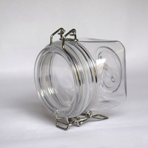 Pot en plastique PET scellé pour cuisine, avec couvercle à clipser - 450 ml, pour le stockage du miel, du sucre, des bonbons, des biscuits, des céréales - Product Image 3