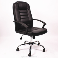 Grande et grande chaise d'ordinateur pivotante robuste en cuir respirant noir chaise de bureau de luxe