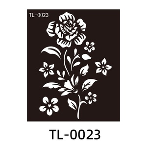 Autocollant de tatouage corporel en PET adhésif de style européen et américain, modèle de tatouage réutilisable en forme de rose creuse, pochoirs de tatouage à peindre à la main - Product Image 5