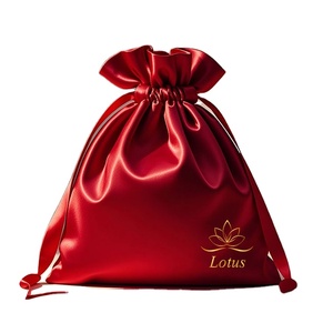Pochette de voyage réutilisable, lavable, écologique, de haute qualité, avec logo personnalisé, en satin de soie couleur bonbon, avec cordon de serrage, pour bijoux. - Product Image 1