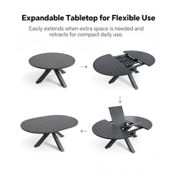 Table de jardin extensible ovale HOMFUL, plateau à lattes, aluminium noir, mobilier d'extérieur pour jardin, terrasse et cour.