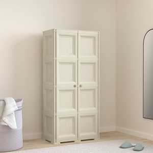 Armadio in plastica effetto legno beige 79x43x164 cm con 2 ante e 4 scomparti - Product Image 4
