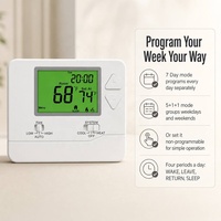 Thermostat programmable sans fil 915 MHz 24 V pour pompe à chaleur et contrôle de pièce PTAC, programmable sur 7 jours