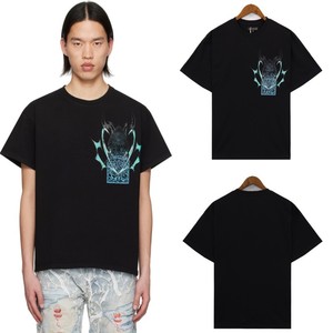 เสื้อยืดผู้ชายทรงโอเวอร์ไซส์ ผ้าถัก 100% คอตตอน แขนสั้น คอกลม สีขาวดำ พิมพ์ลายตัวอักษร กันยับ สไตล์ลำลอง สตรีทแวร์ - Product Image 3