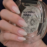 Faux ongles ultra-fins style Ins, sans couture, minimalistes, blanc laiteux, 30 pièces, motif ciel étoilé, forme amande