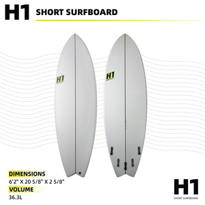 Vente en gros d'usine OEM Planche de surf courte personnalisée |   Planche de surf standard en résine polyester, fibre de verre et mousse PU, laminée à la main, 6'2" 36.3L - Product Image 2