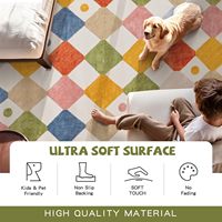 Tapis de sol moderne en diamant crème 5x7 lavable pour enfants couverture de sol intérieur antidérapant doux tapis de salon pour chambre d'enfant salle à manger chambre