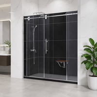 Portes de douche coulissantes sans cadre en verre trempé WANJIA sur mesure pour salle de bain