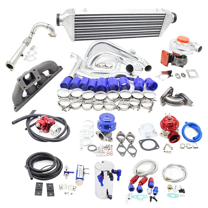 Kits de cargador Turbo T3/T4 para Honda 97-01 Civi * C B Tipo R(JDM) 1.6L DOHC VTEC 1-4 Turbo Kits Intercooler Kit + Downpipe + Wastegate