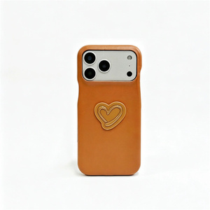 Custodia Protettiva Antiurto in Pelle di Agnello Colore Caldo con <span class=keywords><strong>Cuore</strong></span> 3D per <span class=keywords><strong>iPhone</strong></span> 17 16 Pro 15 Pro Max, Colore Solido - Product Image 6