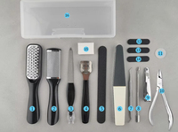 Kit de manucure professionnel en acier inoxydable de haute qualité, 15 pièces/ensemble, lime à pieds, râpe, brosse à talons, éliminateur de callosités, durable et portable