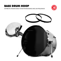 Beatello 22 Inch Drum Hoop 8 Hole Drum Circle 2 Piece Black Color Music Instrument Resin Bass Kick Drum Hoops