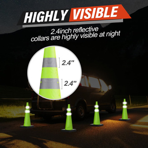 CITICITY 28 Inch Collapsible Traffic Cones with Black Weighted Base,Green Pop-up Cones with Reflective Collars for Road Safety - Product Image 3
