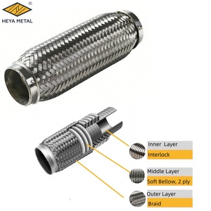 Tuyau d'<span class=keywords><strong>échappement</strong></span> flexible en métal pour automobile, 40*120mm, en acier inoxydable SS201, avec tressage extérieur uniquement - Product Image 4
