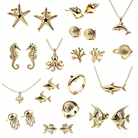 Bijoux Océaniques Personnalisés en Argent 925 Plaqué Rhodium et Or, Motifs Phoque, Étoile de Mer, Méduse, Coraux, Raies, Requins - Lien de Paiement