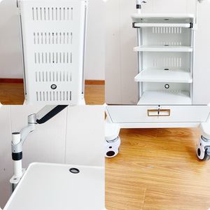 Chariot d'hôpital E2 1D en métal, hauteur réglable, 4 roulettes avec verrouillage individuel, design minimaliste - Product Image 2