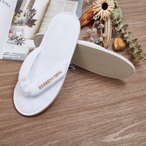 Chất lượng cao bán buôn biểu tượng tùy chỉnh phòng ngủ phòng tắm san hô nhung Có thể giặt Dép hãng hàng không Spa <span class=keywords><strong>Flip</strong></span> Flop khách sạn dép - Product Image 4