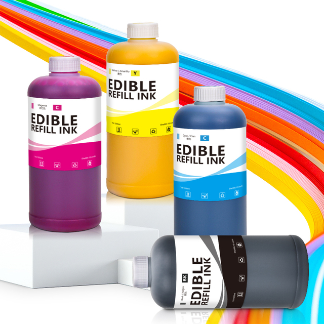 Winnerjet 1000ml 4 Color Food Type Edible Ink for Hp for Canon for Epson Printer Cake Decoration High Quality Edible Ink