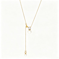Collier pendentif classique en acier inoxydable avec perle pour femme