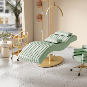 เตียงเสริมความงามสแตนเลสแบบ S รุ่นใหม่ เตียงต่อขนตาแบบ Ergonomic เตียงนวดสปา เตียงทำความสะอาดหูและเตียงสัก - Product Image 1