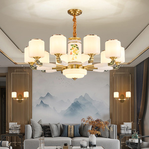 Chinese Style Copper Chandelier Multi Head Led Living Room <b>Ceiling</b> <b>Light</b> Round E27 Switch Control Home Decor - Product Image 3
