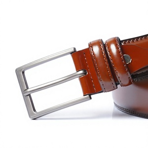 Ceinture en cuir de vache véritable pour homme, couleur marron unie, boucle à ardillon, style formel, durable, moulage monobloc - Product Image 3