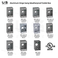 Boîte de sortie ronde en aluminium étanche IP67 pour câblage, taille du trou 1/2 pouce, gris, pour installations électriques extérieures homologuées avec 5 trous de sortie