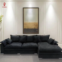 Canapé modulaire sectionnel noir minimaliste nordique de qualité, meubles de salon Wabi Sabi, ensembles de canapés sectionnels