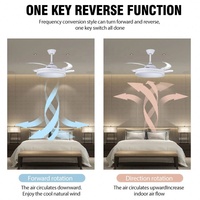 Ventilador de Techo Retráctil Moderno LED de Gran Venta con Luz Lujoso Blanco de 42 Pulgadas Luz de Ventilador Invisible Ventilador de Techo LED